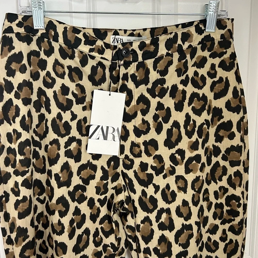 Zara NWT Leopard Print Women's Wide Leg Pants
